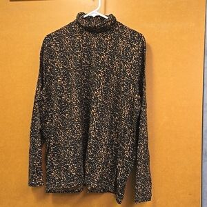 Joe Fresh Size 2X Cheetah Print Turtleneck Longsleeve Top